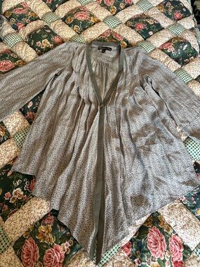 C—Elizabeth and James Taupe Gray Sheer Animal-Print Cardigan
